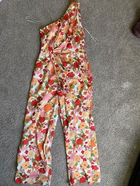 BTFL-life Fully Lined One-Shoulder Floral Jumpsuit Romper